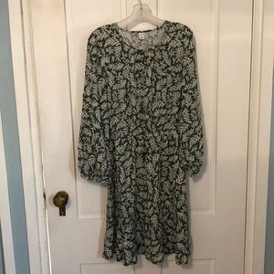 Green and white dress